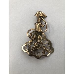 Vtg Signed REGEL 1/20 12K GF Gold Filled Victorian Lady Unusual Pave Pin Brooch